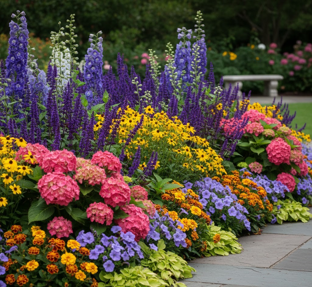 Color combinations in flower borders